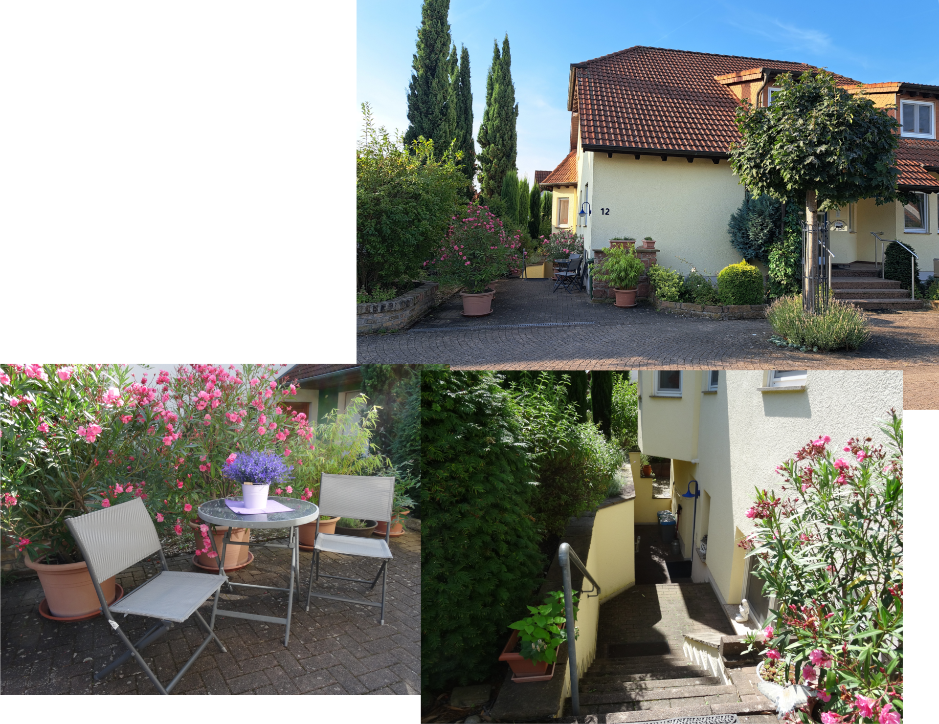Blick auf das Haus und den Eingang der Ferienwohnung